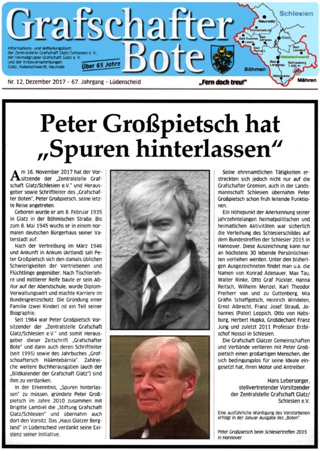 Grafschafter Bote trauert um Peter Gro&szlig;pietsch