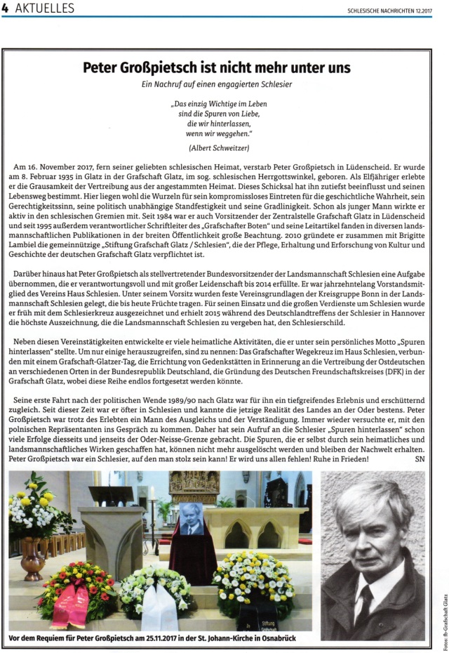 Bericht in Schlesische Nachrichten
