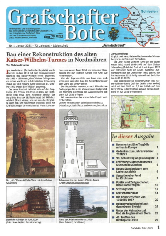 &bdquo;Grafschafter Bote&ldquo; 1/2021 (Titelseite)
