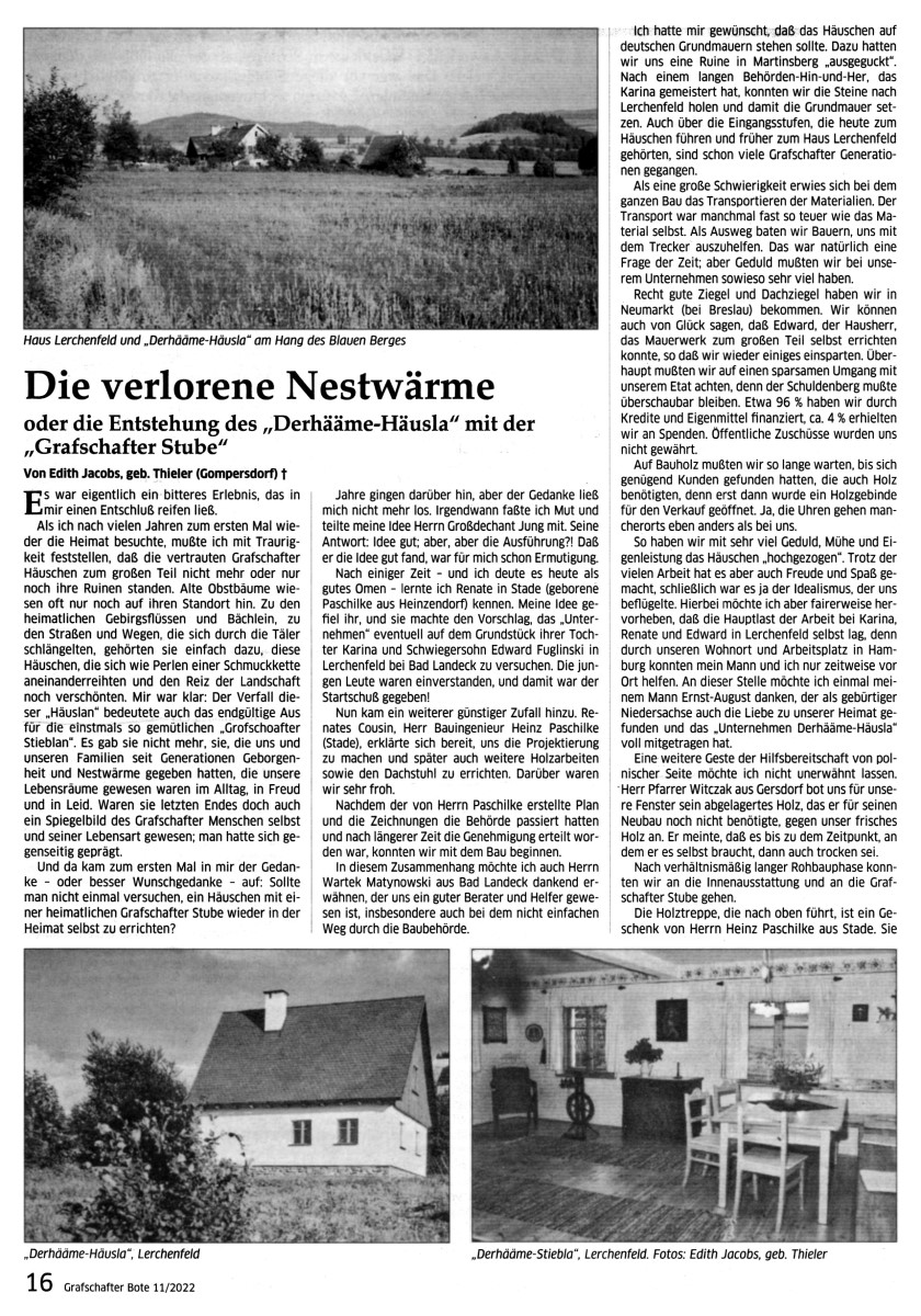 Edith Jacobs 1998 über das „Derhääme-Häusla“