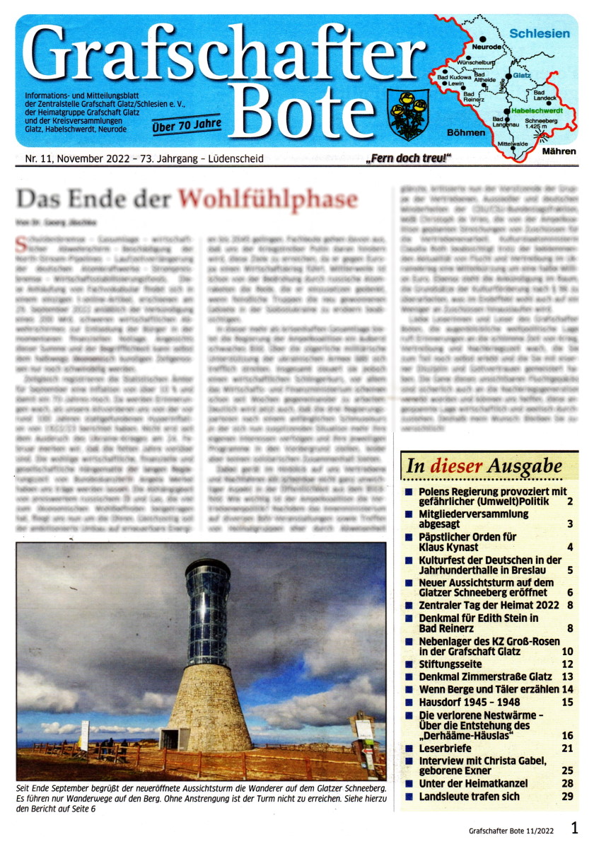 Grafschafter Bote, Nr. 11/2022, S. 1