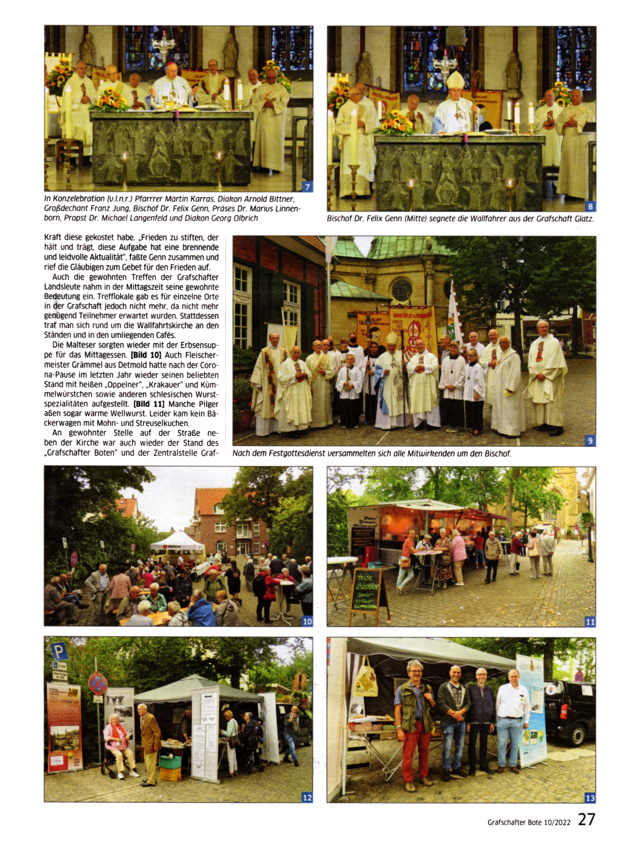 75. Glatzer Wallfahrt nach Telgte 2022:&nbsp;Bericht im &bdquo;Grafschafter Boten&ldquo;