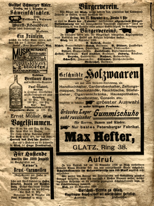 Glatzer Anzeiger vom 25.11.1896, Seite 4