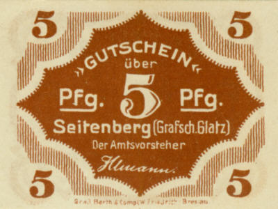 Notgeld 5 Pf. Amt Seitenberg