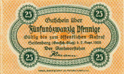 Notgeld 25 Pf. Amt Seitenberg