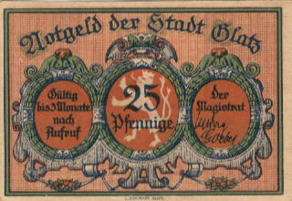Notgeld 25 Pf. Glatz 1