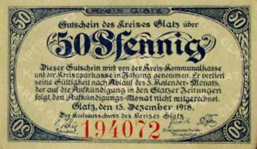 Notgeld 50 Pf. Kreis Glatz