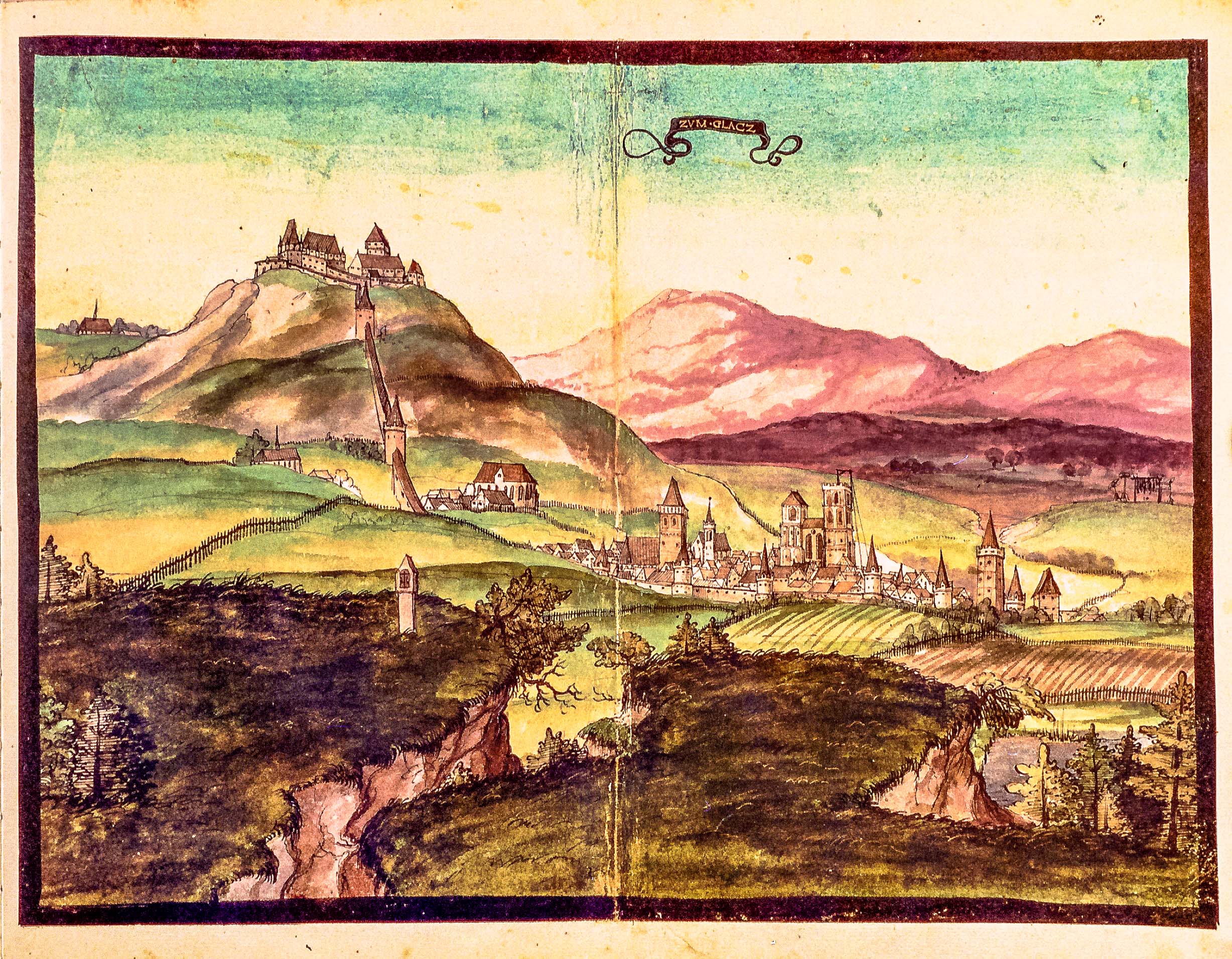 Stadtansicht von Glatz um 1536/1537