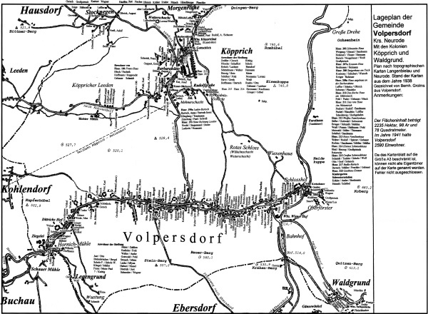 Ortsplan Volpersdorf mit K&ouml;pprich und Waldgrund