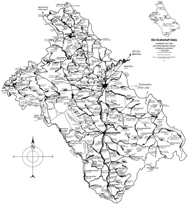 Vorschau der Zweisprachigen Karte der Grafschaft Glatz