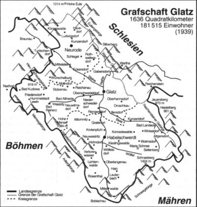 Karte der Grafschaft Glatz