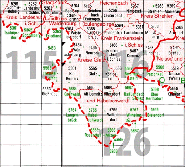 Blatt&uuml;bersicht Grafschaft Glatz